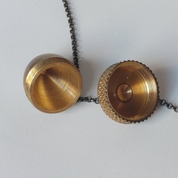 UNIQUE BRASS ACORN LOCKET Necklace Stash Necklace Screw Top ACORN BIKO - Picture 2 of 8